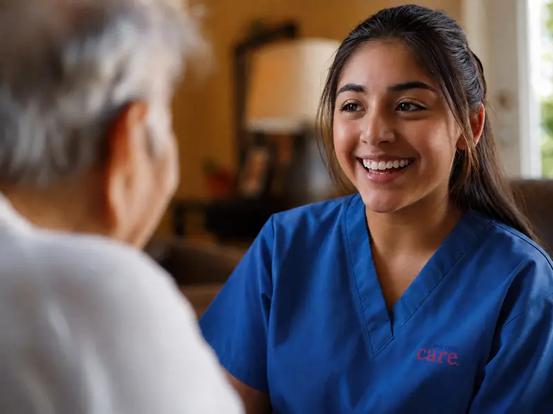A We Are Care carer with a resident